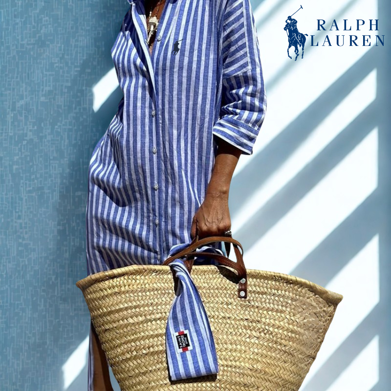 ᏒᎪᏞᏢᎻ ᏞᎪՍᏒЕΝ - Gestreiftes Hemdkleid mit Bindegürtel