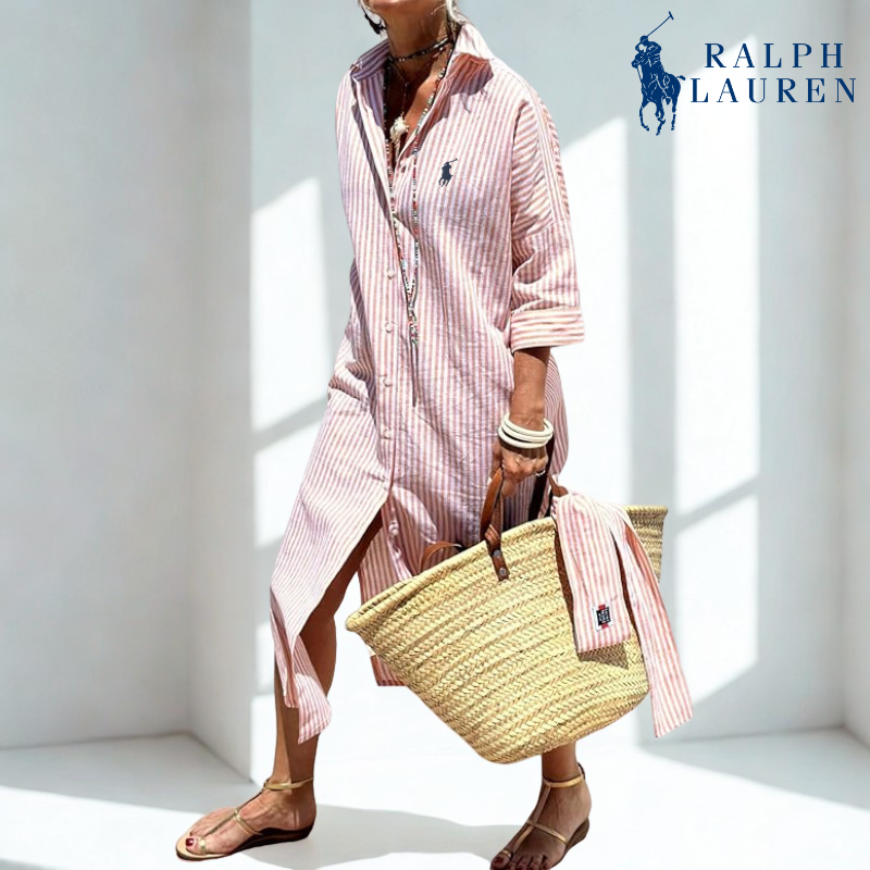 ᏒᎪᏞᏢᎻ ᏞᎪՍᏒЕΝ - Gestreiftes Hemdkleid mit Bindegürtel