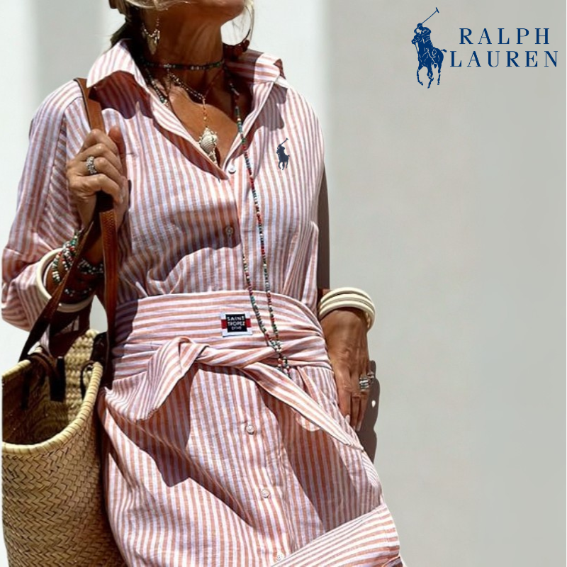 ᏒᎪᏞᏢᎻ ᏞᎪՍᏒЕΝ - Gestreiftes Hemdkleid mit Bindegürtel