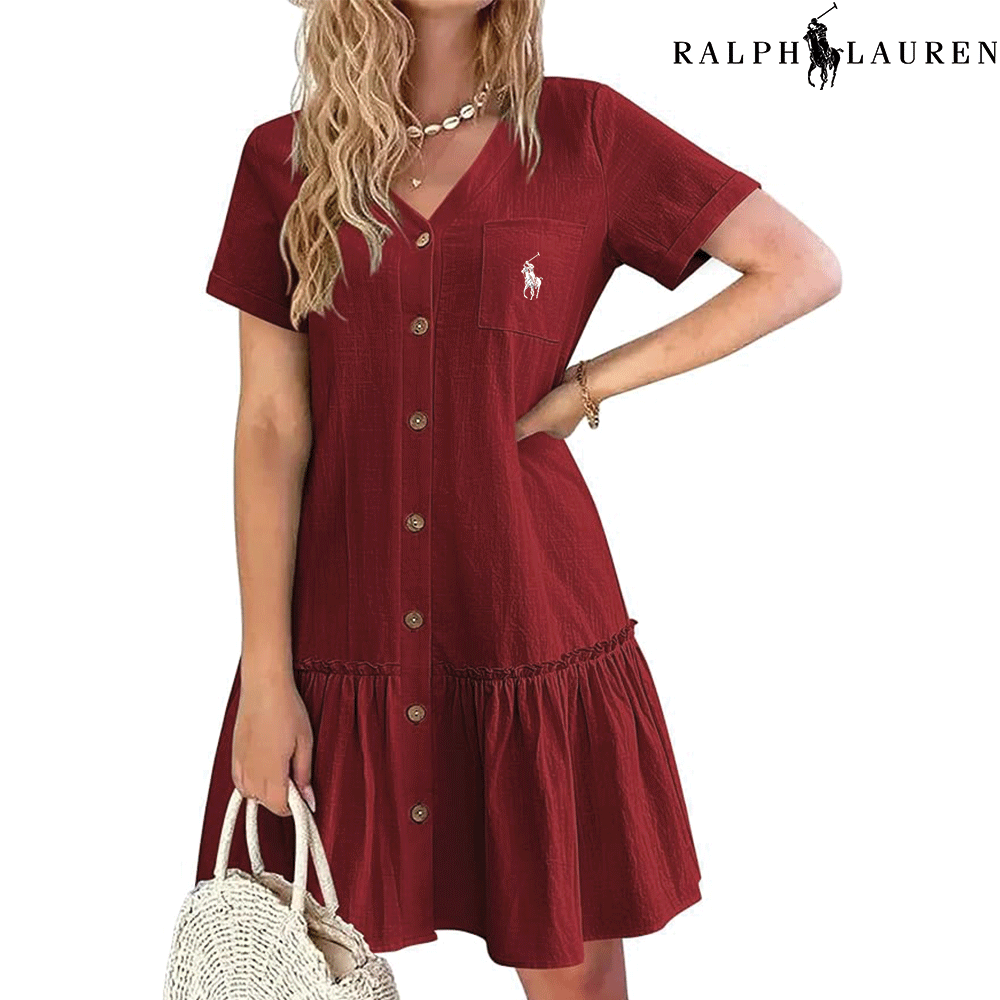 Ꮢаlрh Ꮮаurеn – Sommerkleid mit Trägern und tailliertem Schnitt