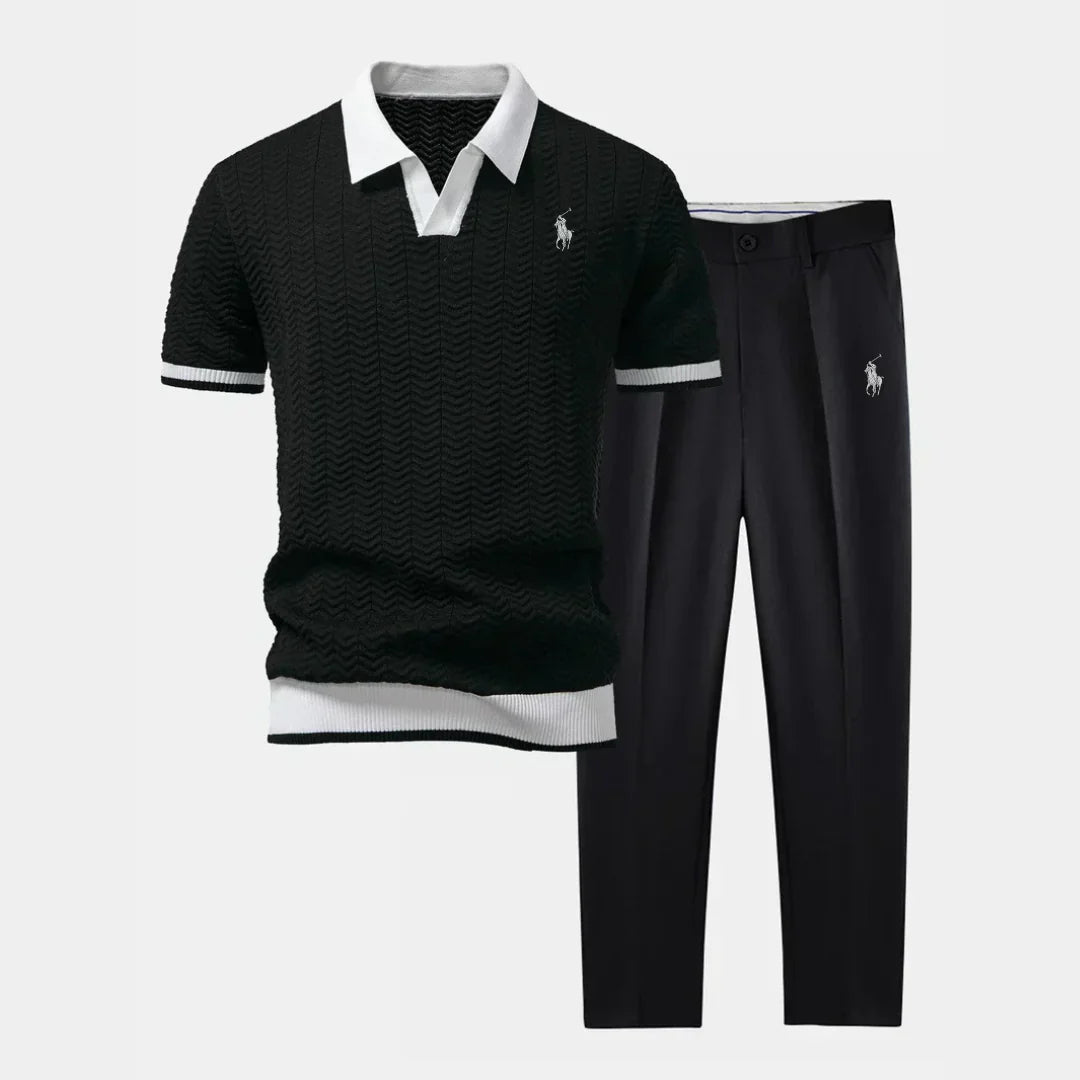 RALPH LAUREN - Polohemd mit V-Ausschnitt und schmal geschnittene Hose